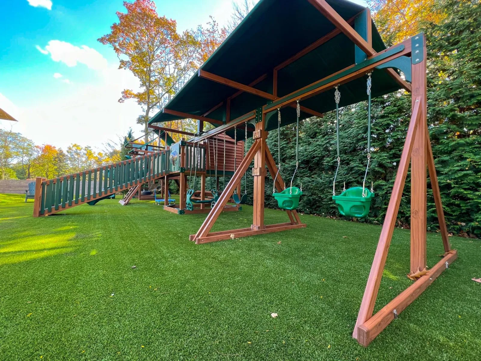 a small play structure in a yard