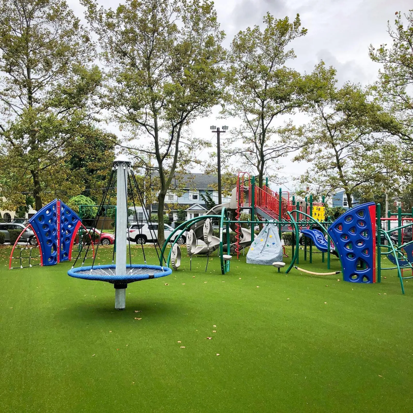 a playground with a slide