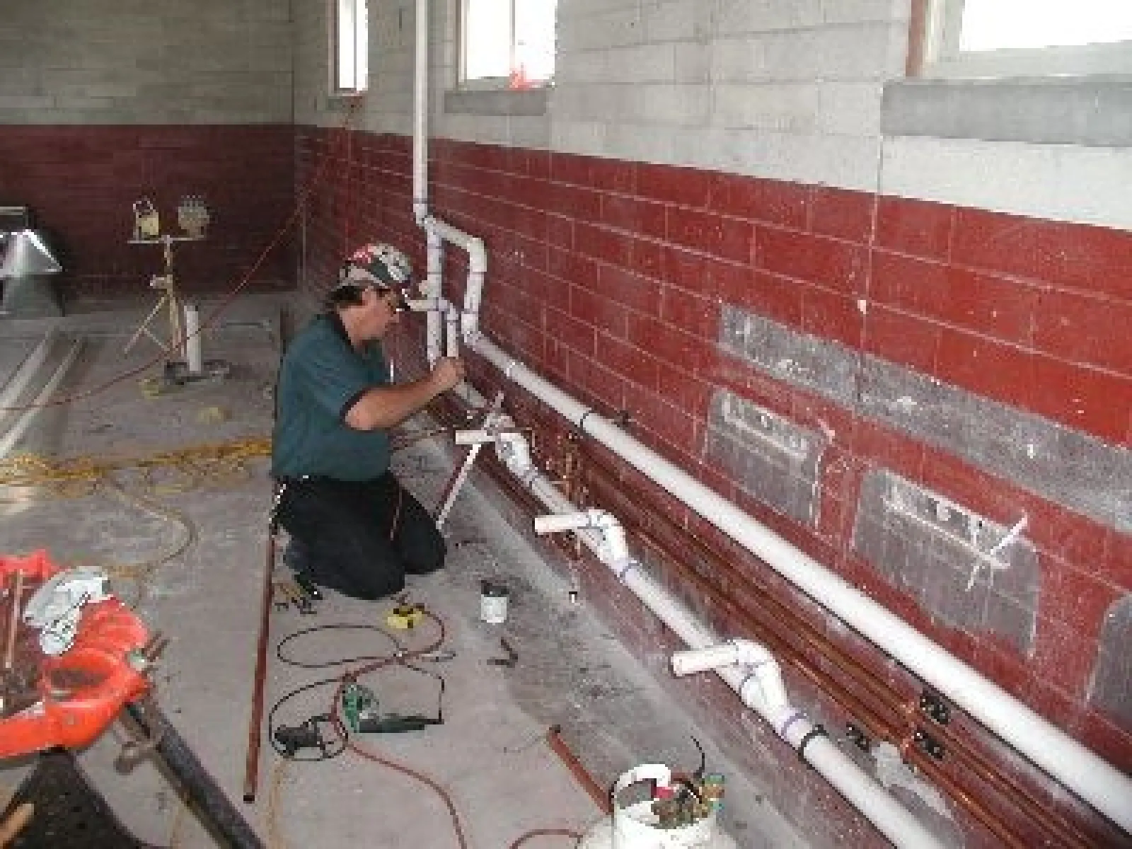 a person working on a wall