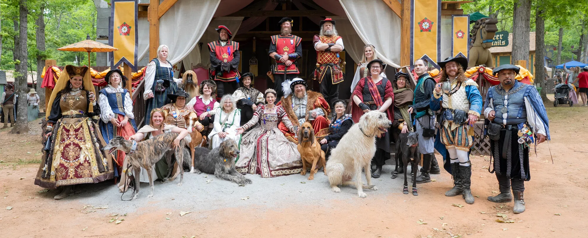 The full cast of costumed characters and performers of the Georgia Renaissance Festival gathered across the village