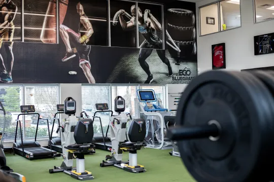 a gym with exercise equipment