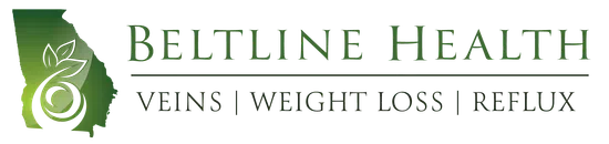 Beltline Health logo with Georgia outline and icons representing veins, weight loss, and reflux services.