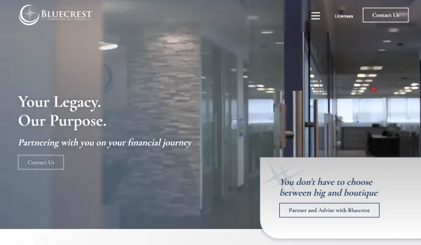 Image of website for Bluecrest Financial Alliances