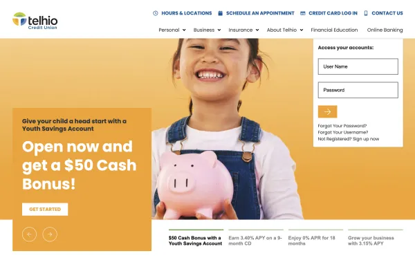 Image of website for Telhio Credit Union