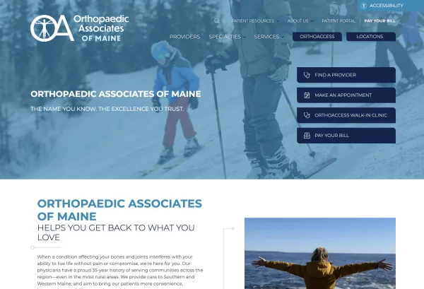 Image of website for Orthopaedic Associates of Maine