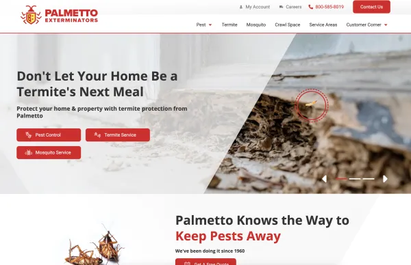 Image of website for Palmetto Exterminators