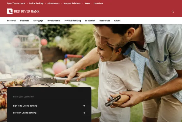 Image of website for Red River Bank