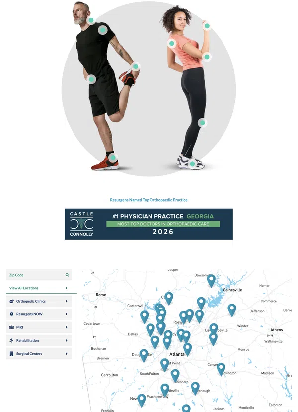 Image of website for Resurgens Orthopaedics