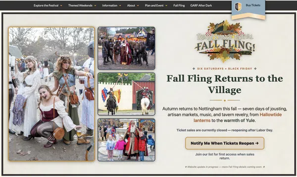 Image of website for Georgia Renaissance Festival