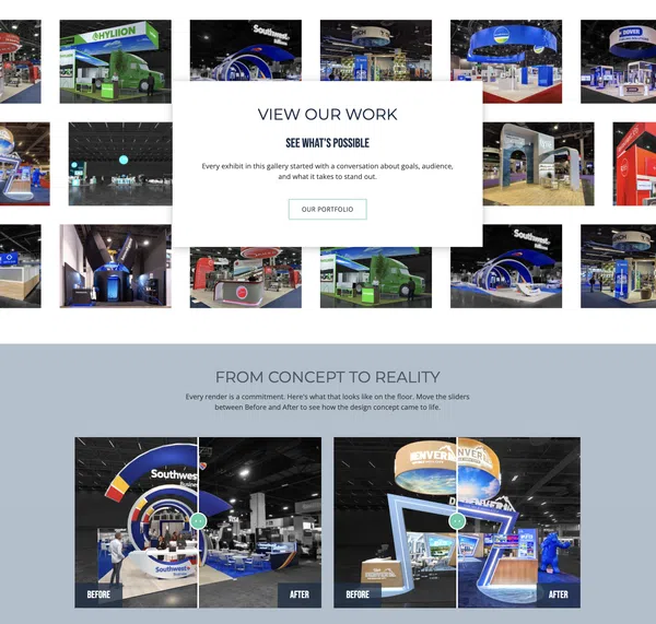 Image of website for PG Exhibits