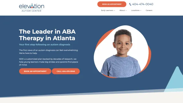 Image of website for Elevation Autism Center
