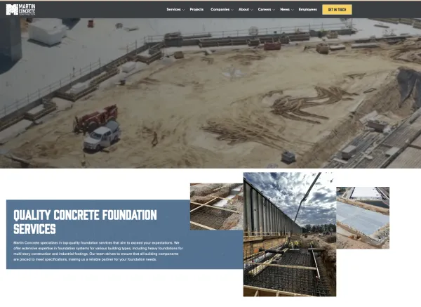 Image of website for Martin Concrete