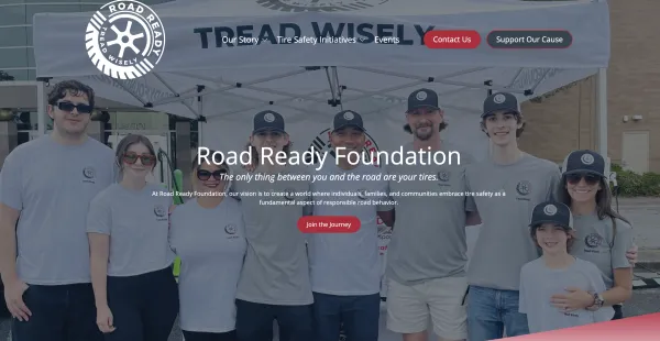 Image of website for Road Ready Foundation