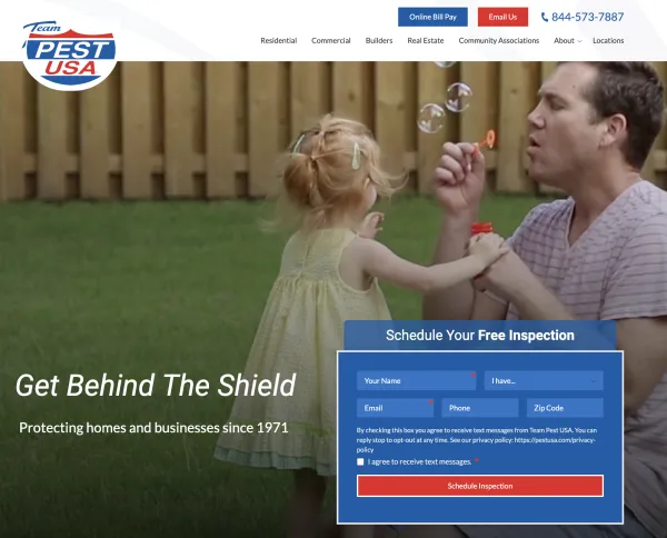 Image of website for Team Pest USA