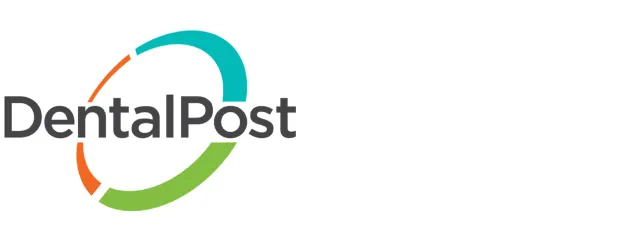 DentalPost logo with stylized turquoise and green arcs forming a partial circle around the text