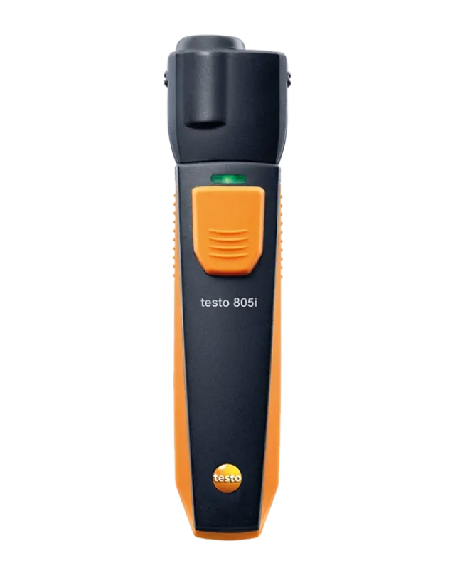 Handheld testo 805i digital manometer with orange and black design for pressure measurement tasks.