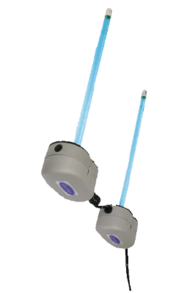 a light bulb with a blue light