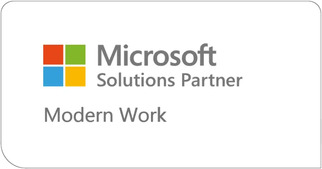 Microsoft Solutions Partner Modern Work logo with colored square icon on white background