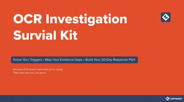 OCR Investigation Survival Kit cover with orange and blue background and key steps for evidence and response plan.