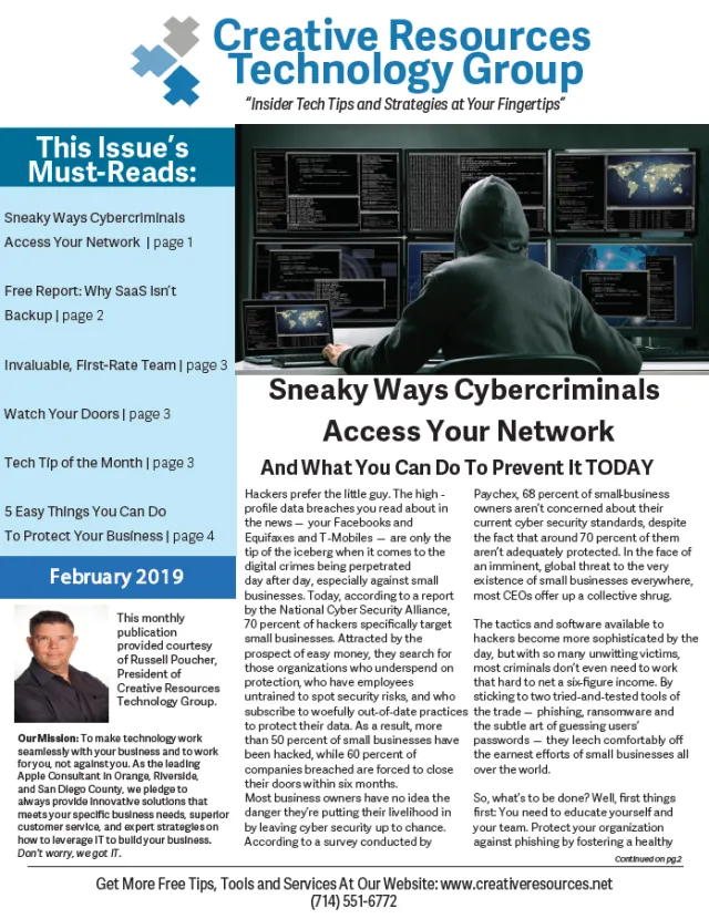 Cybersecurity newsletter highlighting how cybercriminals access networks and tips to protect businesses today.
