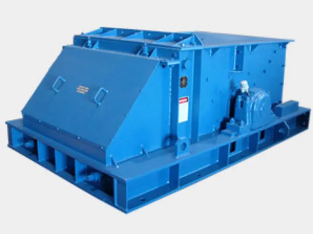 Industrial blue heavy-duty machine component with rectangular base and angled top, isolated on white background