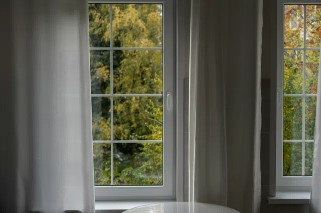 Custom draperies framing a large window