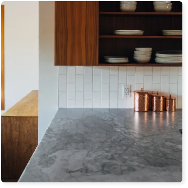 a kitchen with a countertop