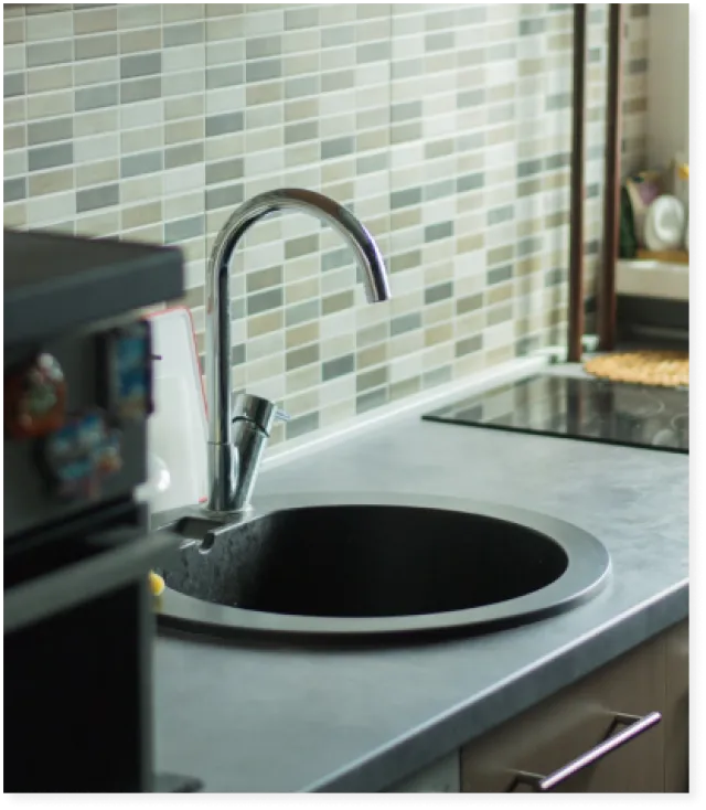 a sink with a faucet