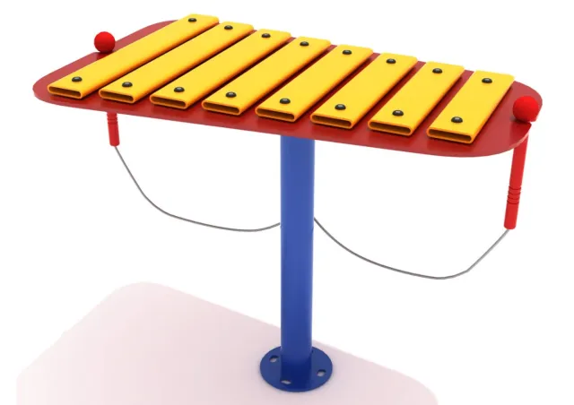 a colorful toy with a blue pole