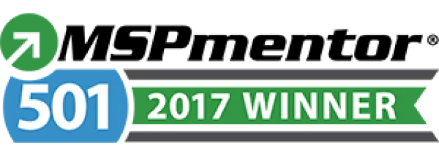 501 2017 Winner badge with green upward arrow and blue number block on white background