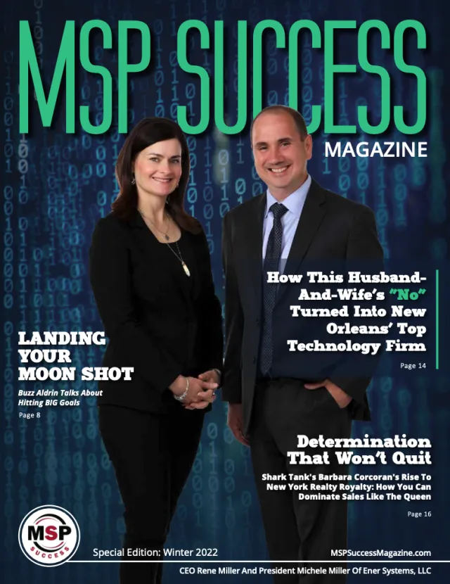 MSP Success magazine cover featuring CEO Rene Miller and President Michele Miller of Ener Systems, LLC.