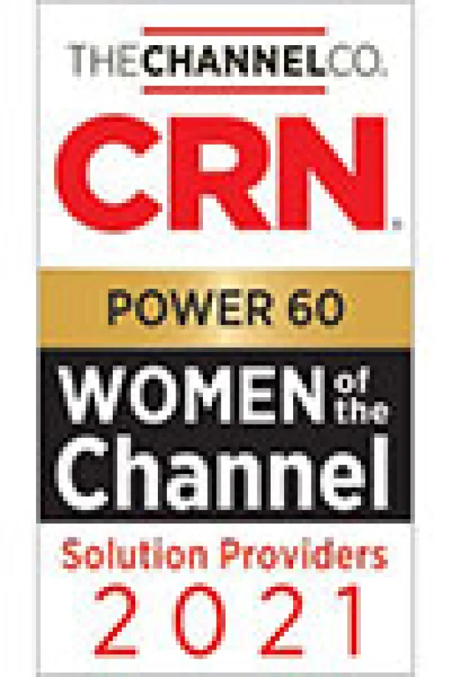 CRN Power 60 Women of the Channel Solution Providers 2021 logo featuring bold red and black text.