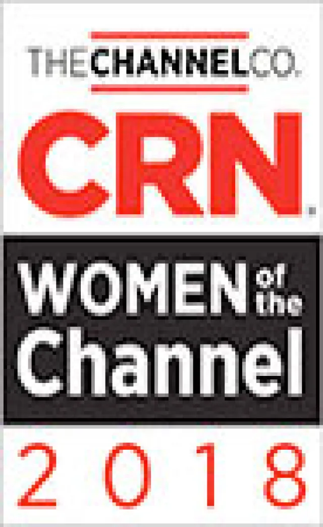 CRN Women of the Channel 2018 award logo featuring red and black text with a white background
