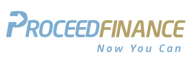 Proceed Finance logo with blue and gold text and the tagline Now You Can