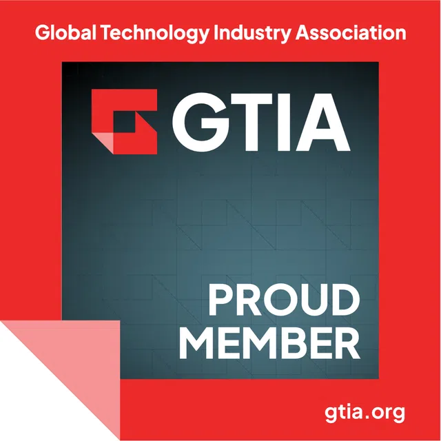 GTIA logo with red and black background stating Proud Member of Global Technology Industry Association