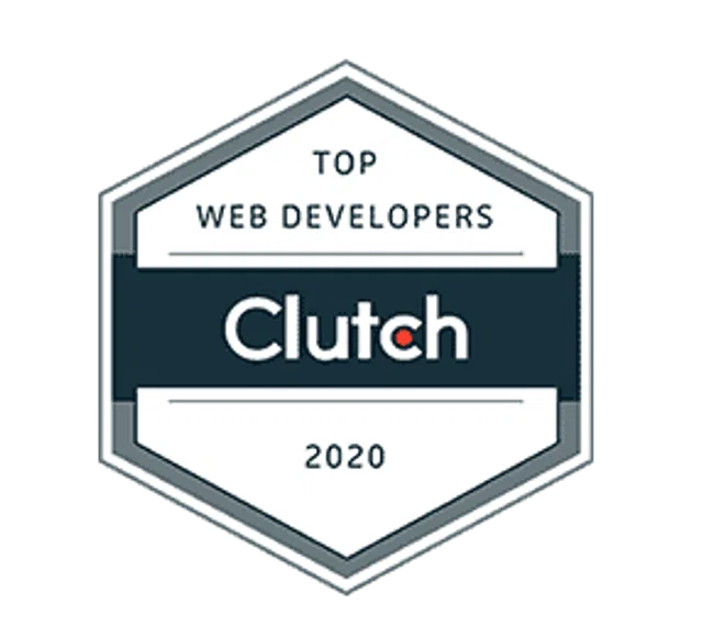 Clutch's 2020 badge representing top web developers with a modern, professional design.