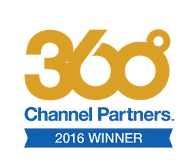 Gold award logo for 360 Channel Partners, highlighting their 2016 win.