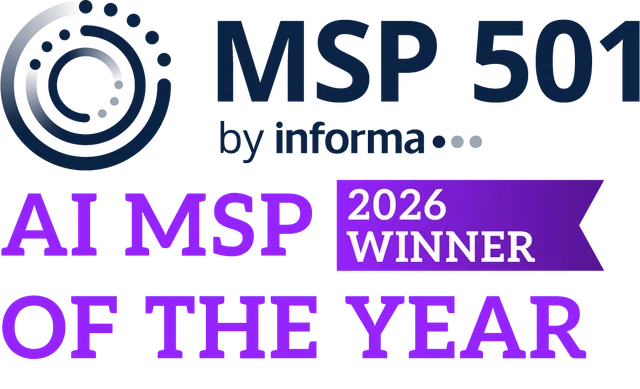 MSP 501 by Informa AI MSP 2026 Winner of the Year logo in purple and dark blue