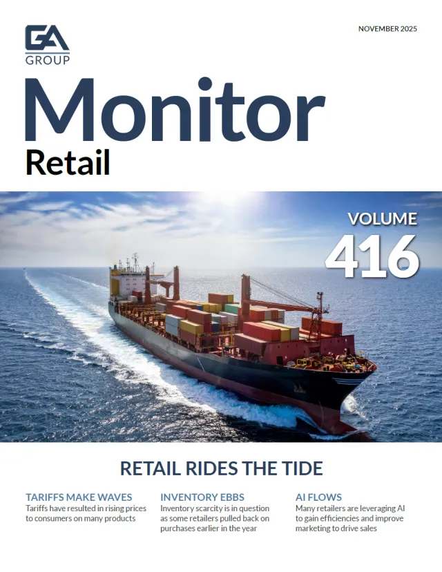 Cargo ship loaded with containers sailing on ocean under a bright sky, symbolizing global retail trade and logistics.