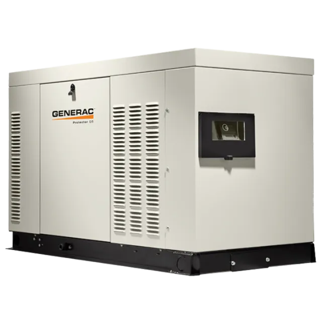Generac Protector GS generator in a durable white housing with ventilation features.