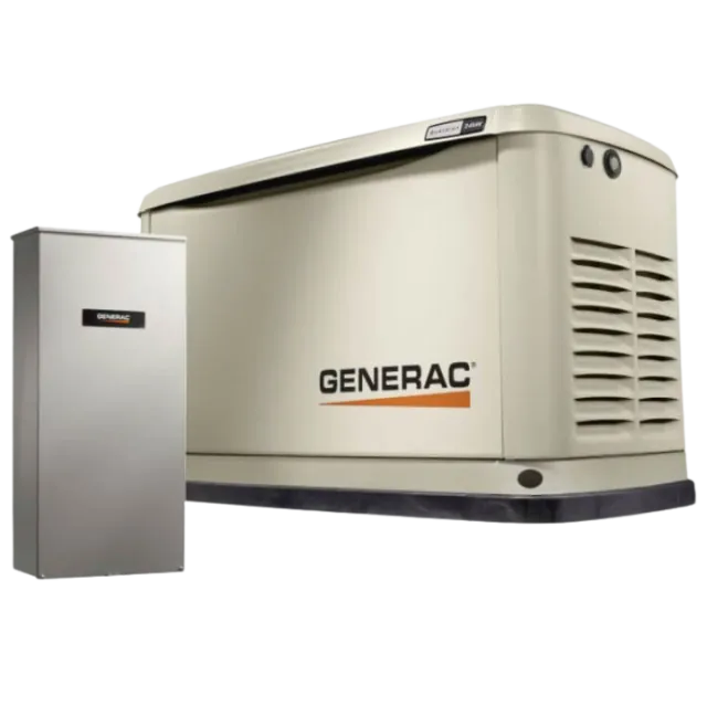 Generac generator and transfer switch showcasing reliable power solutions for homes.