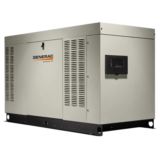 Generac generator in a durable gray casing with ventilation grills, ideal for backup power solutions.