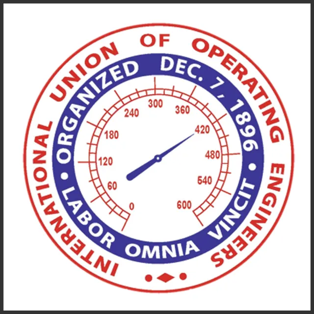 Logo of the International Union of Operating Engineers with a dial gauge and founding date December 7, 1896.