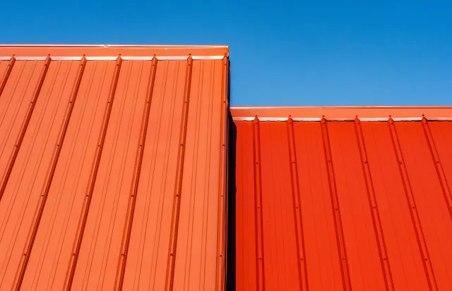 a large orange container