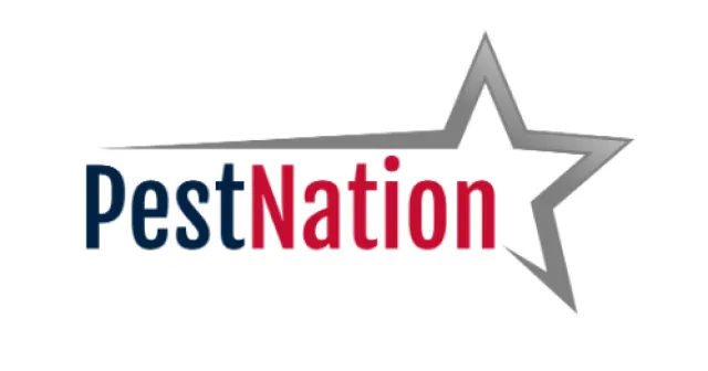 PestNation logo with black and red text and a gray star outline on white background