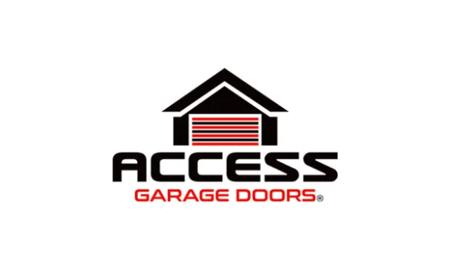 Access Garage Doors logo with a garage roof icon and red garage door lines on a white background.
