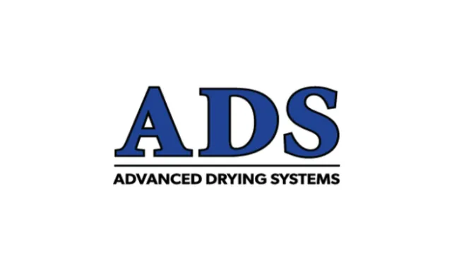 ADS logo with blue uppercase letters and Advanced Drying Systems text below on white background