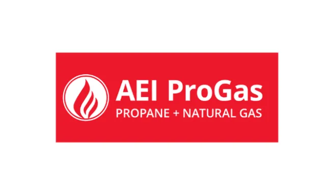 AEI ProGas logo with red background and white flame icon representing propane and natural gas.