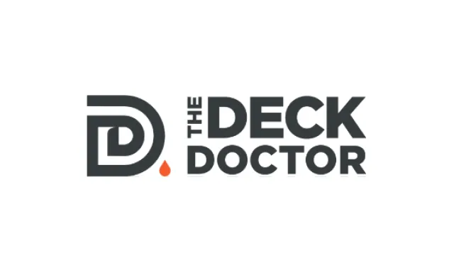 The Deck Doctor logo with stylized 'D' and a red drop element on a white background
