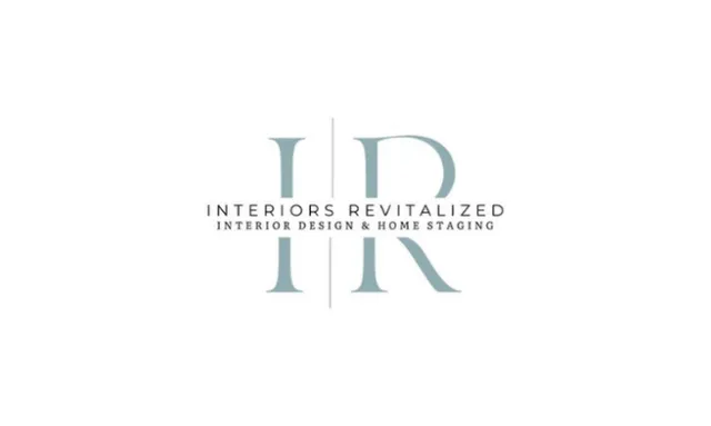 Interiors Revitalized logo with stylized letters IR and tagline for interior design and home staging